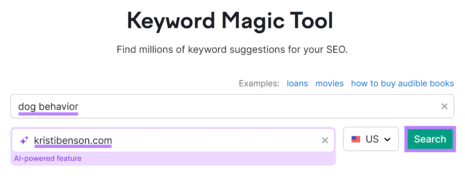 Starting keyword research with SemRush's Keyword Magic Tool