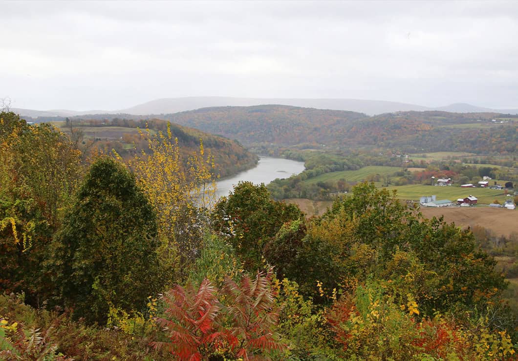 Foreground detail and selective focus to create depth in fall foliage shots.