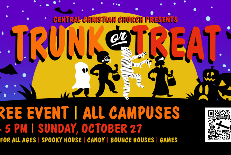 Event highlights and logistics for Queen Creek Community Trunk or Treat at Central Christian Church, 22505 E Ocotillo Rd.